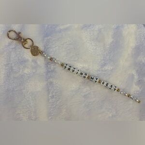 Inspirational Beaded Keychain with Gold Accents